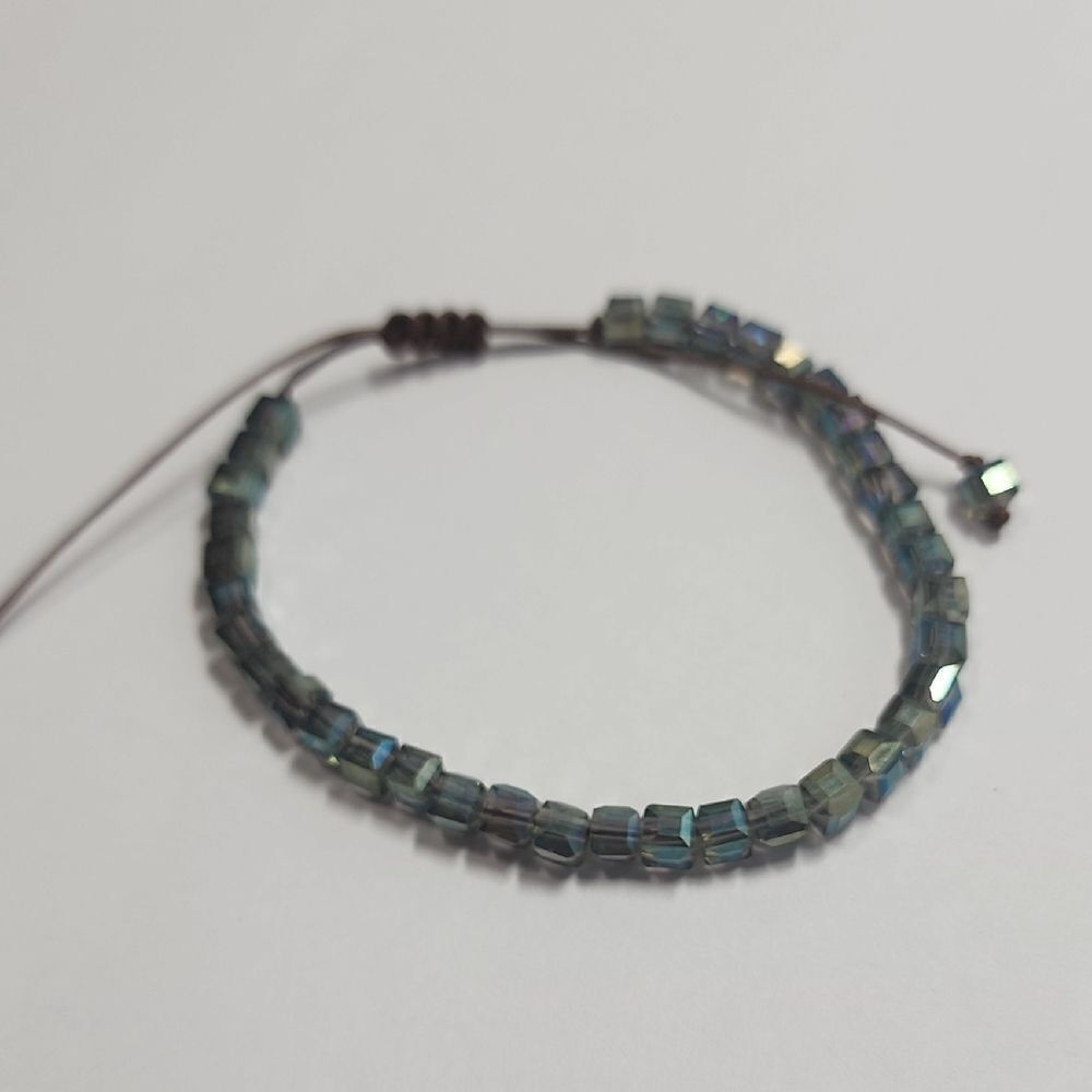 Iridescent Glass Beaded Bracelet Adjustable